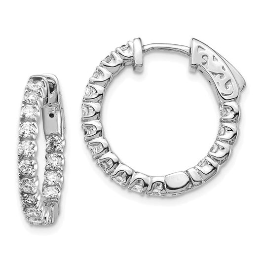 Inside Outside 1 1/2 ctw Diamond Hoop Earrings with Safety Clasp